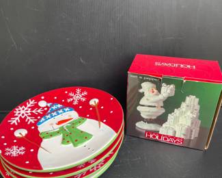 Snowman plates & salt pepper