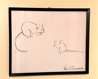 Mouse line drawing signed B Livingston