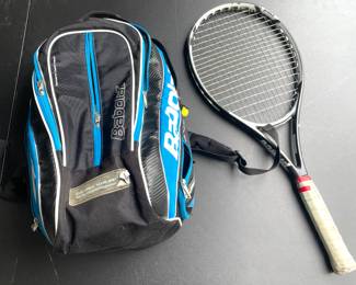 Prince tennis racquet, Babolet tennis bag