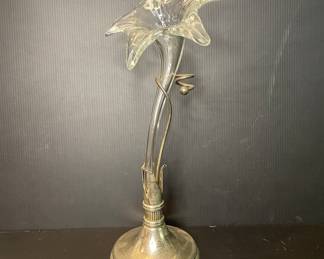 Vintage Trumpet Flower Vase Silver Plate