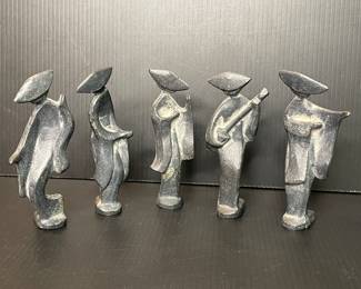 Cast iron dancing Geisha figurines