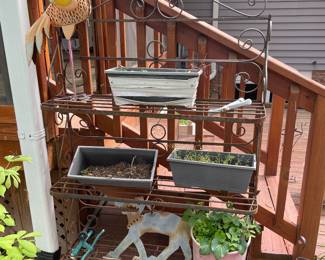 Outdoor shelving plant stand & decorative items
