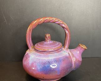 Signed purple pottery teapot