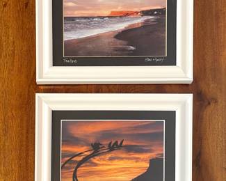 Framed sunsets, one signed Fair Head Chris Mooney