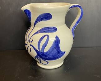 Painted stoneware pitcher