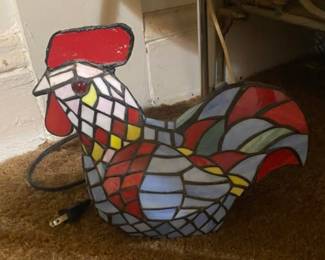 Rooster Stained Glass Table Lamp