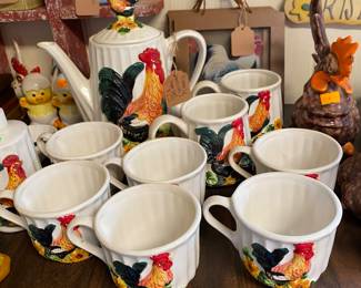 Ceramic Rooster KMC Farmhouse Country Chic Teaset