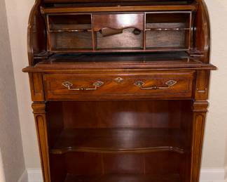 National Mt Airy Mini Roll Top Writing Desk w/ Leather Writing Surface