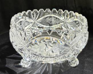 Small Tri-Footed Cut Crystal Bowl