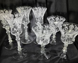 Very large collection of Cambridge Rosepoint Crystal. The collection includes table, wine and cocktail glasses….