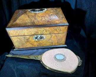Vintage Jewelry Box and Hand Mirror