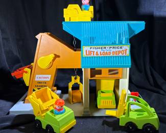 1970s Fisher Price Play Family Lift and Load Depot