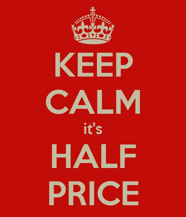 Most everything is half price today with only a few red ticket exceptions (items that are reduced but not to half). PLEASE, no parking in drive except for purchase pickup!