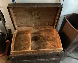 Inside of old wooden trunk