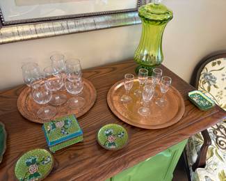Brass chargers, cloisonne and more!