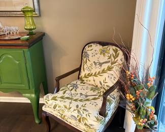 Pair of 2 Botanical upholstered chairs, copper vessel and more!