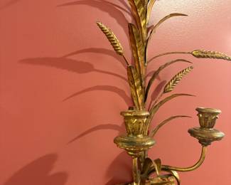 Vintage wheat gold-leaf candle sconce
