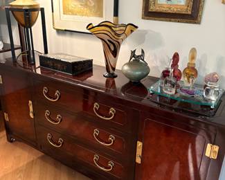 Mahogany sideboard, Hibel signed/numbered print, enamel on copper paintings, and MORE!