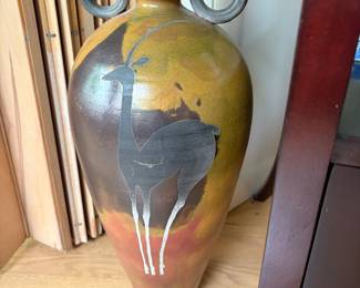 Large hand-painted urn - ceramic