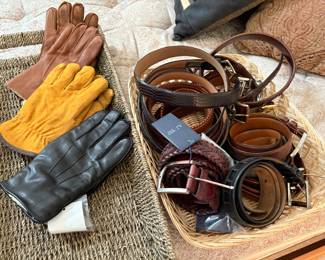 Men's leather belts and gloves
