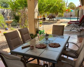 Tile Top Patio Table with 6 Chairs, decor
