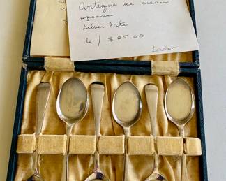 Antique ice cream spoons, silver plate , England
