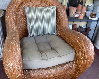 Wicker Arm Chair W/ Ottoman