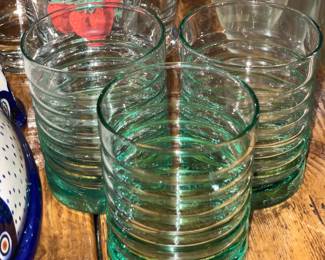 Mini Green Colored Drinking Glasses