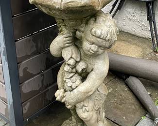 Concrete Cherub Bird Bath
