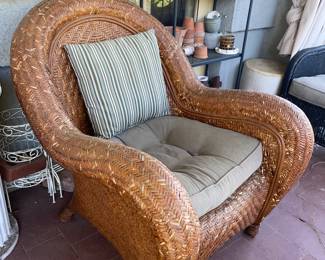 Wicker Arm Chair W/ Ottoman