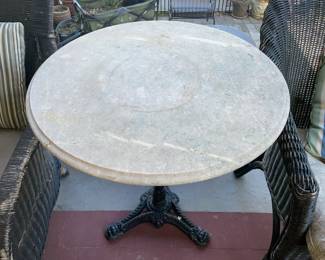 Cast Iron Base End Table W/ Marble Top