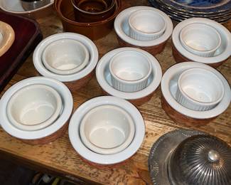 Mini White China & Wicker Personal Serving Bowls