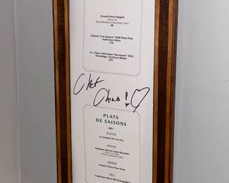 Signed & Framed Menu