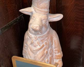Tabletop Terracotta Pig Chef Statue