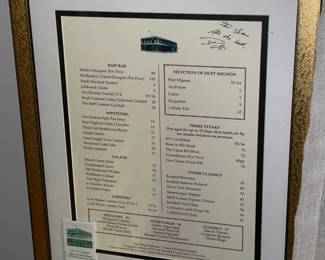 ORIGINAL Smith & Wollensky Menu & Matchbook Cover Framed Display