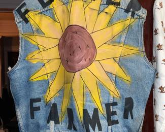 Hand Painted "Flower Farmer" Denim Vest