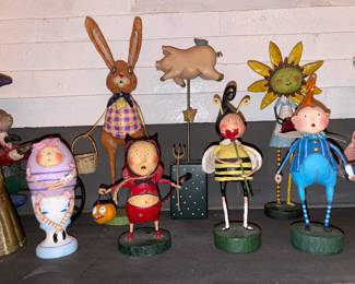 Assorted Fireplace Mantle Figures (Tin Wind Up, Wizard Of Oz, Etc.)