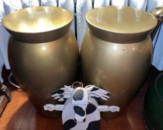 Gold End Tables/Foot Stools W/ Cow Angel Decor