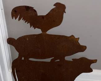 Metal Farm Animal Sculpture