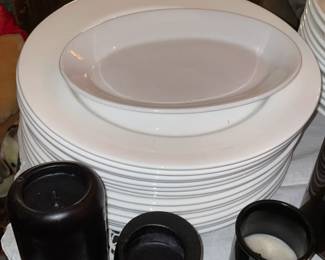White China Plates & Black Candles