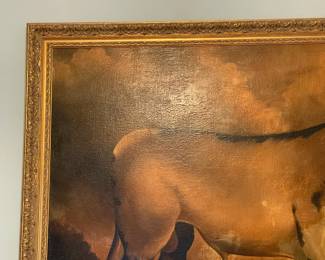 GENUINE Antique Framed & Signed "Lord Adolphus Baby Bull" Painting