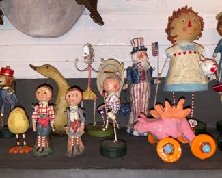 Assorted Fireplace Mantle Figures (Tin Wind Up, Wizard Of Oz, Etc.)