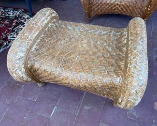 Wicker Arm Chair W/ Ottoman