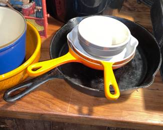 Griswold Cast Iron Pan W/ Le Creuset Pans