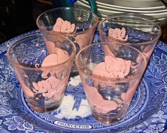 Vintage Pink Elephant Barware