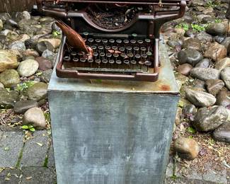 Typewriter Yard Art On Pedestal