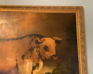 GENUINE Antique Framed & Signed "Lord Adolphus Baby Bull" Painting
