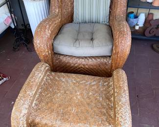 Wicker Arm Chair W/ Ottoman
