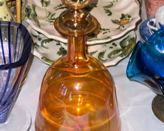 Vintage Orange Luster Glass Decanter
