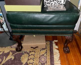 Green Leather Ottoman
